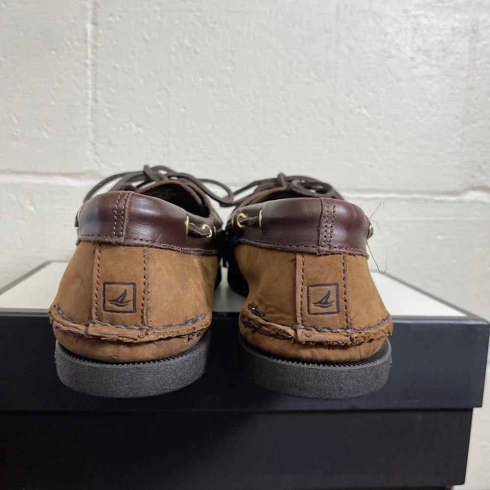 Sperry Top-Sider 0195412 Boat Shoe 2 Eye Brown‎ Leather Slip On Men's 15 Wide